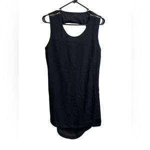 NWT Isabel Lu 100% Silk Black Sleeveless Hi-Low Mini Dress w/ Keyhole Back SZ L